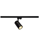 Iluminat decorativ pe sina, Melodii STRUCTEC, pata neagra pentru 240V piste 3 faze, cu LED-uri, 3000K, rotund, negru, 36 °, 30W, incl. adaptor 3 faze,