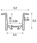 Profil led, GRAZIA 20 adancitura montat profil, LED, 1m, aluminiu,