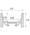 Profil led, GRAZIA 20 montat pe suprafata profil, LED, plat, neted, 1m, aluminiu,