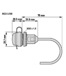 Bulkhead interface USB socket 2.0 A/A , with cable L=60cm