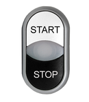 Buton comanda dublu alb+negru "START-STOP"