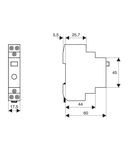 Buton modular (cu revenire) 1ND+1NI, cu LED, 16A, 230VAC/DC