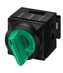 Buton selector 2 poz. 50° verde si ind luminos, cu retinere