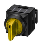 Buton selector 3 poz. 2x50° galben, ind luminos, cu revenire