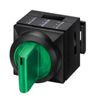 Buton selector 3 poz. 2x50° verde, ind luminos, cu revenire