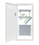 Media combi-enclosure frame and door, vertical 4-rows