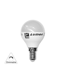 Bec sferic mat cu LED E14 dimabil 6W (≈60w) lumina calda L 77mm