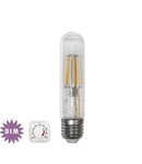 Bec decorativ " tub" transparent cu LED COG dimabil 6W (≈78w) lumina calda 780lm L 125mm