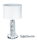 Veioza Talento - H(min) 445mm, H(max) 445mm, ⌀ 250mm , White, 1 X E27 (40W), Metal and Glass, Fabric on PVC, IP20, 2.1kg