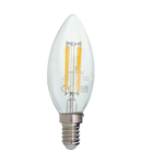 Bec LED filament HEPOL, forma lumanare, CLAR, E14, 4W, 25000 ore, lumina neutrala