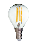 Bec LED filament HEPOL, forma sferica, CLAR, E14, 4W, 25000 ore, lumina neutrala