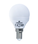 Bec LED HEPOL ECOLINE, forma glob A45, E14, 5W, 30000 ore, lumina calda