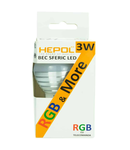 Bec LED HEPOL RGB&More, forma sferic, E27, 3W, 20000 ore, telecomanda