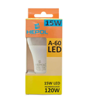 Bec LED HEPOL, forma A60, E27, 15W, 25000 ore, lumina calda