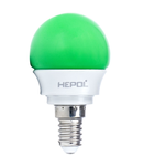 Bec LED HEPOL, forma sferic, E14, 3W, 30000 ore, lumina verde