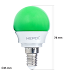 Bec LED HEPOL, forma sferic, E14, 3W, 30000 ore, lumina verde