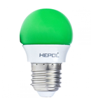 Bec LED HEPOL, forma sferic, E27, 3W, 30000 ore, lumina verde