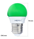 Bec LED HEPOL, forma sferic, E27, 3W, 30000 ore, lumina verde