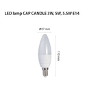 Bec LED LAMP CAP LUMÂNARE E14 DIMM, 230V, 6W, E14, 3000K, 470Lm, 200 °, 30000h, IP20, Ø38x108, dimabil, Ra≥80