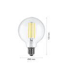 Led Bec Filament LED LAMP INCANDESCENȚĂ E27 G95, 230V, 7W, E27, 2700K, 800Lm, 360 °, 25000h, IP20, Ø95x133, Ra≥80