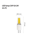 Bec LED LAMP CAP COB G4 Al + PC, DC 12V, 2W, G4, 3000K, 200lm, 270 °, 15000h, IP20, Ø10х37, Ra≥80