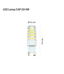 Bec LED LAMP CAP G9 CR + PC, 230V, 4W, G9, 3000K, 360Lm, 270 °, 15000h, IP20, Ø16х49, Ra≥80