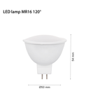 Bec LED LAMP CAP MR16, 230V, 7W, MR16, 3000K, 560Lm, 120 °, 25000h, IP20, Ø50х54, Ra≥80