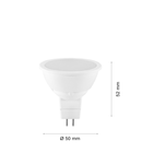 Bec LED LAMP CAP MR16 FL FROST, DC12V, 6W, MR16, 3000K, 500Lm, 100 °, 25000h, IP20, Ø50х52, Ra≥80