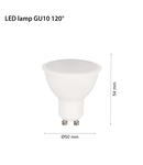 Bec LED LAMP CAP GU10, 230V, 5W, GU10, 4000K, 400Lm, 120 °, 25000h, IP20, Ø50х54, Ra≥80