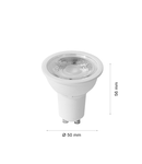 Bec LED LAMP CAP GU10 DIMM, 230V, 5.5W, GU10, 4000K, 400Lm, 38 °, 25000h, IP20, Ø50х56, dimabil, Ra≥80