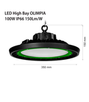 Lampa cu LED INDUSTRIALA HIGH BAY OLIMPIA, 0-10V, 230V, 100W, 5000K, 14000Lm, 120 °, 80 000h, IP66, Ø350x150, Ra≥80