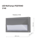 Copr de iluminat cu LED-uri fatada wall lamp POZITANO 3140, 230V, 18W, 4500K, 1800Lm, 30000h, IP44, 280x160x120
