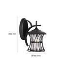 Corp de iluminat exterior decorativ GARDEN LANTERN FIER 2079 01 / perete, 230V, 40W max, E27, negru, IP44, 320xØ180