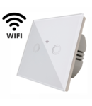 Intrerupator  dublu, comutator alb  simplu TOUCH - actionare prin atingere plus comunicatie Wifi