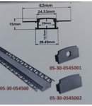Profil aluminiu lat ST rigips pentru banda LED & accesorii profil ingropat lat FARA CAPAC - L:2m W:62mm h:15mm