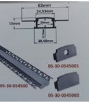 Profil aluminiu lat ST rigips pentru banda LED profil ingropat lat FARA CAPAC - L:2m W:62mm h:15mm