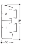 Canal cablu Modul 45 175x56cu prindere rapida aparate, doua compartimente, inclinat