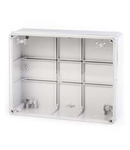 Doza de legaturi
240x190x90mm IP56 GW 650°C HALOGEN FREE GREY ENGINEERING PLASTIC