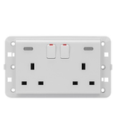 TWIN SWITCHED SOCKET-OUTLET - Standard englez - 2P+E 13 A - BACKLIT - WHITE - CProiector HORUS