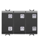 Intrerupator cu revenire PANEL WITH INTERCHANGEABLE SYMBOL - KNX - 6 CHANNELS - 3 module - BLACK - CProiector HORUS