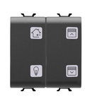 Intrerupator cu revenire PANEL WITH INTERCHANGEABLE SYMBOL - KNX - 4 CHANNELS - 2 module - BLACK - CProiector HORUS