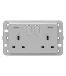 TWIN SWITCHED SOCKET-OUTLET - Standard englez - 2P+E 13 A - BACKLIT - TITANIUM - CProiector HORUS