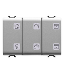 Intrerupator cu revenire PANEL WITH INTERCHANGEABLE SYMBOL - WITH ACTUATOR - KNX - 6+1 CHANNELS - 3 module - TITANIUM - CProiector HORUS