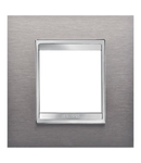 Placa ornament CProiector HORUS LUX international - IN METAL - 2 modul - BRUSHED STAINLESS STEEL - CProiector HORUS