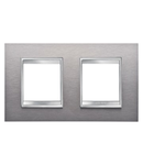 Placa ornament CProiector HORUS LUX international - IN METAL - 2+2 modul HORIZONTAL - BRUSHED STAINLESS STEEL - CProiector HORUS