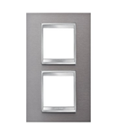 Placa ornament CProiector HORUS LUX international - IN METAL - 2+2 modul VERTICAL CENTRE DISTANCE 71mm - BRUSHED STAINLESS STEEL - CProiector HORUS