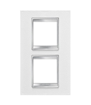 Placa ornament CProiector HORUS LUX international - IN TECHNOPOLYMER LEATHER FINISHING - 2+2 modul VERTICAL CENTRE DISTANCE 71mm - WHITE - CProiector HORUS