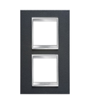 Placa ornament CProiector HORUS LUX international - IN TECHNOPOLYMER LEATHER FINISHING - 2+2 modul VERTICAL CENTRE DISTANCE 71mm - BLACK - CProiector HORUS