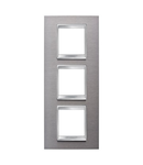 Placa ornament CProiector HORUS LUX international - IN METAL - 2+2+2 modul VERTICAL - BRUSHED STAINLESS STEEL - CProiector HORUS