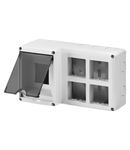 PROTECTED ENCLOSURE FOR COMBINED INSTALLATION OF MODULAR DEVICES DIN AND SYSTEM - 4 DIN module - 8 SYSTEM module - MODULE 2X4 - IP40 - GREY RAL 7035